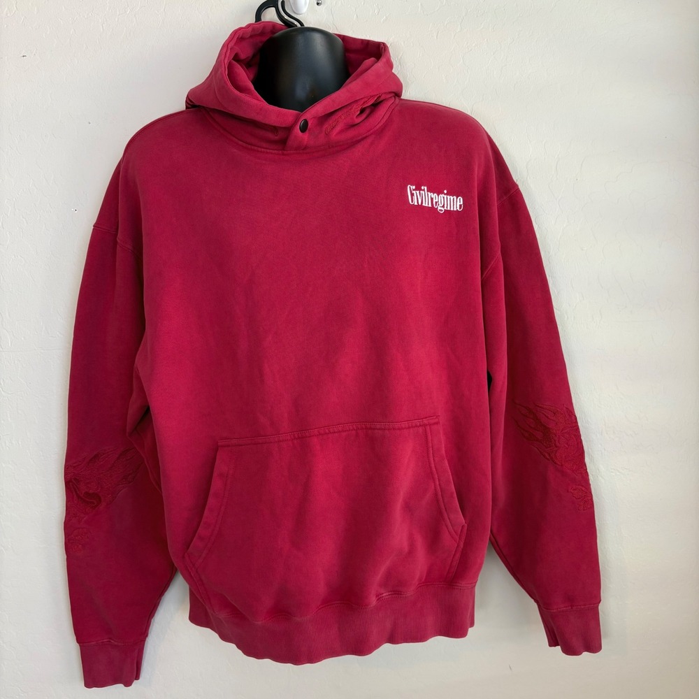 Civiregime Deep Red Pullover Hoodie